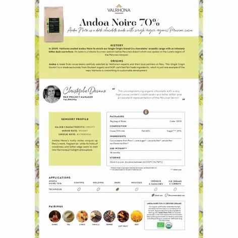 Valrhona Andoa Noire Single Origin Peru Dark Chocolate